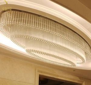 Modern LED Cristal Grande Chandelier Pingente Luz Para Villa Sala de estar Hall Luz do Teto Oval Hotel Lobby Personalizado Club Vendas Project Light Light Lights