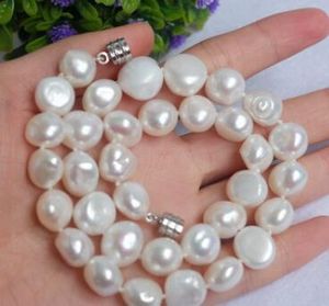 Ücretsiz kargo kolye ++ Büyük 15mm Beyaz Barok Pearl Necklace