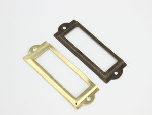 Serratura 83*30 MM Bronzo Decorativo scatola nome carta Telaio Porta etichetta prezzo rack Porta cartellino Porta etichette in metallo con mensola antica in latta