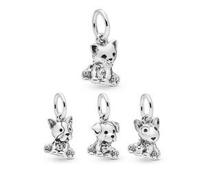 Novos 20 pcs Charme de Prata Beads Bulldog Labrador Bull Terrier Dangle Europeia Encantos Fit Mulheres Pandora Braceletes Colar Bangles DIY Jóias