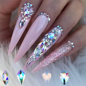 10pcs Crystal nail diamonds Drop design flatback Ab Marquise nail art decorations stone rhinestones for nails YHA161~63