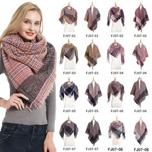 Plaid Scarves Girls Grid Tartan Scarf Oversized Check Shawl Lattice Cozy Wraps Tassel Pashmina Fringed Cashmere Blankets Gift TLZYQ1324