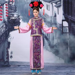 3 pcs Hat + Scarf + Costume Plus Size Ancient Qing Dynasty Costume Chinese Manchu Traditional Princess Dress With Hat Free Shipping