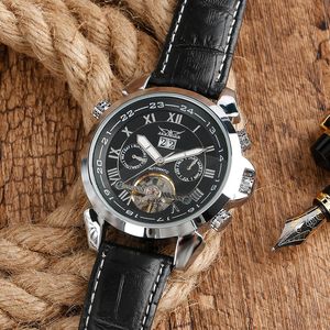 2019 New Fashion Mens Leather Strap Automatic Wrist Watch240K