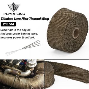 PQY - 2"x 5meter Premium Exhaust Heat Wrap Manifold Wrap Titanium Lava Fiber + 4 pcs Ties PQY1905T