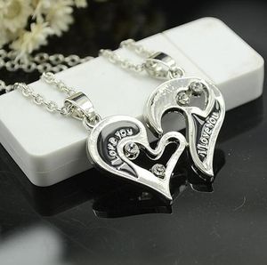 Fashion-t Heart Necklace Silver Puzzle Necklace Heart Love Letter Silver Plated Pendant Pendant Gift For Friend Christmas Gift