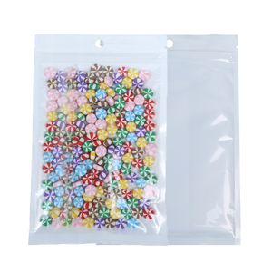 100pcs Translucent Clear/White Multi Sizes Packaging Plastic Bags Self Seal Storage bag Zip Lock Bags with Hang Hole