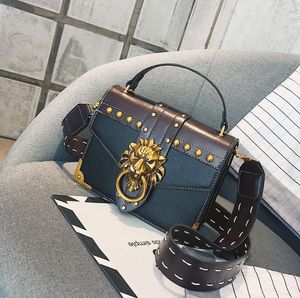 wholesale women handbag street trend rivets womens shoulder bag personality leading lock punk shoulders bags flip leather rivet fashion handbags 1111