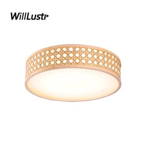 Hand Knitted Bamboo Ceiling Light LED Wood Acrylic Lamp Corridor Hallway Cloakroom Restaurant Bedroom Creative Handmade Lighting