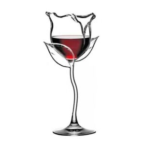 Kreativa vinglas Rose Flower Shape Goblet Lead-Free Cocktail Glass Home Wedding Party Barware Drinkware Gifts 180 ml