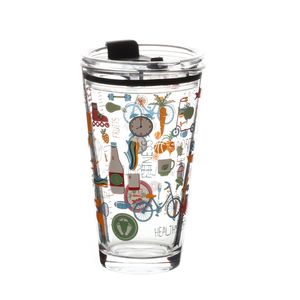 16oz Mugs Glass High Borosilicate CoffeeTumbler With PVC Antioverflow Aealing Lids Cartoon Juice Cup Glass Car Mug