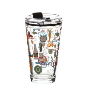 Canecas de 16 onças de vidro alto borossilicato coffeetumbler com pvc anti -overflow aelain tampas de cartoon suco xícara de copo de vidro caneca