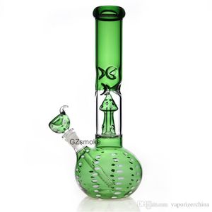Green Mushroom Bicchiere di vetro bong pipa ad acqua con stelo basso inebriante dab oil rig bong rigs zob hitman tubo dritto narghilè 50 * 5 tubo narghilè