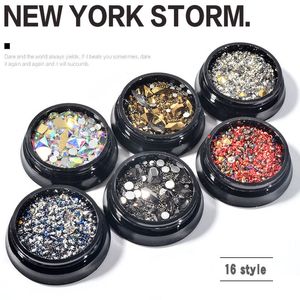 Ins style 16colors nail jewelry mixed square drill flat bottom diamond phototherapy A NewYork storm 5