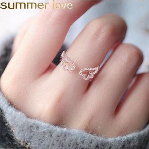 Hot Sale Angel Wings Ring Leuke Design Crystal Open Ringen voor Elegante Meisjes Dames Sieraden Gift