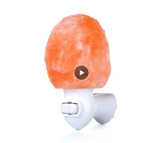 Himalayan Warm white LED Salt Lamp Natural Crystal Hand Carved Night Light for Lighting Decoration and Air Purifying with Plug