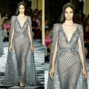Wholesale silver wraps for evening dresses for sale - Group buy 2019 Luxury Mermaid Prom Dresses Illusion V Neck Silver Crystals Beaded Formal Evening Dress With Wrap Custom Made robes de soirée