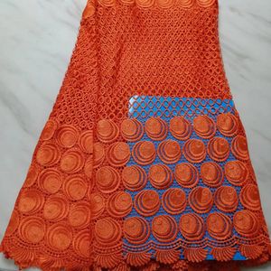 5Yards/pc Top sale orange african water soluble fabric leaves style embroidery french mesh guipure lace for dressing BW55-3