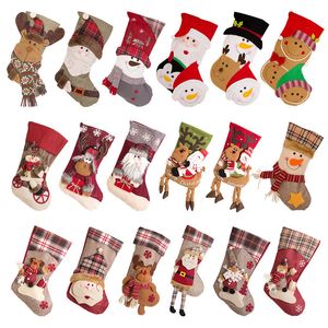 Julstrumpor Santa Snowman Deer Socks Barn Stora Presentkassar Julgran Hängande Ornamenter Heminredning