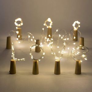 Färgglad 1 m 10LED/2M 20LED LAMP GLASS WINE LED Copper Wire String Lights Cork Shaped Bottle Stopper Light for Party Wedding