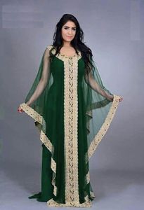 зеленый мать невесты платья Arabic платье V шеи шампанского кружев аппликациями Вечерние платья с длинным рукавом Платье де Renda Groom Матери костюмы