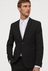 Fashionable Groom Tuxedos Groomsmen Black Vent Slim Suits Fit Best Man Passar Bröllop / Mäns kostym Brudgum (jacka + byxor)