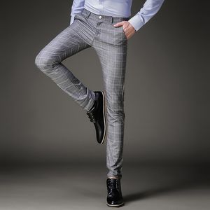 TANG Plaid Pants Business Casual Plus Size Wedding Pant Suits Men Trousers Fashion Mens Dress Pants Summer Formal Slim