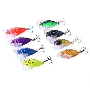 HENGJIA 100 ADET 40 MM Krank Yem Cicada Kanca Balıkçılık Lures 4 cm 6.4g 8 # Hooks Balıkçılık Mücadele Minnow Lure Sert Yem