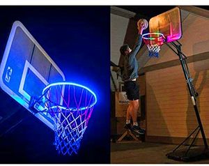 LED Basketball Hoop Lights Basketball Rim LED Solar Light Playing at Night Lights Outdoors Ideal for Kids Adults Parties and Training