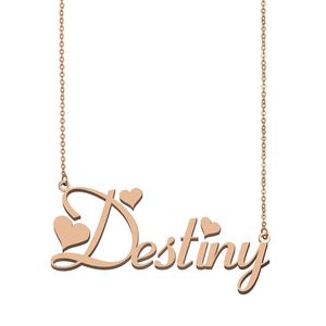 Destiny Name Halskette Anhänger für Frauen Mädchen Geburtstag Geschenk Custom -Namen Kinder beste Freunde Schmuck 18K Gold plattiert Edelstahl Anhänger