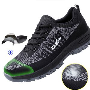 Sommar andas och lätta säkerhetsskor för män Kvinnor Komposit Stål Toe Punktering Proof Casual Work Shoes Outdoor Sneakers Foot Protection