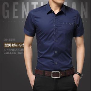 Tasarımcı İş Adamı Kısa Kollu Gömlek Rahat Renkli Katı Renk Yeni Gömlek Moda Yaz Erkekler Cep Düğmeleri Yaka Boyun Gömlek Giysileri