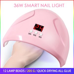 LED Nail Lamp for Manicure 36W Nail Dryer Machine UV Lamp For Curing UV Gel Nail Polish With Motion sensing LCD Display