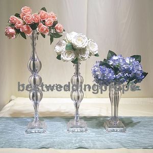 Newest Candle Holders acrylic Candlestick Flower Vase Table Centerpiece Event Flower Rack Road Lead Wedding Decoration