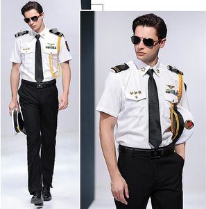夏の中国のクルーズ船のキャプテンシャツ塩基服シャツ+パンツ+アクセサリーコスプレパフォーマンス制服男性スーツ