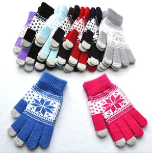 Mode Weihnachten Schneeflocke Handschuhe Frau Winter Touchscreen Handschuh Winter Warme Weihnachten Stricken Handschuh Party Geschenk DA079