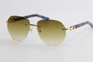 Nuevas gafas de sol de tablones de mármol sin montura Pilotos clásicos Marco de metal Simple Ocio de ocio Corte Protección de calidad superior Eyewear con caja