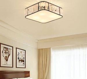American style square crystal chandelier light ceiling light black crystal chandeliers lighting led ceiling lamp for bedroom study MYY