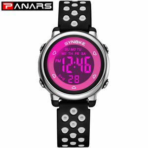 PANARS Students Colorful Fashion Watch Children's Watch Hollow Out Band Waterproof Alarm Clock Multi-function Watches for Kids