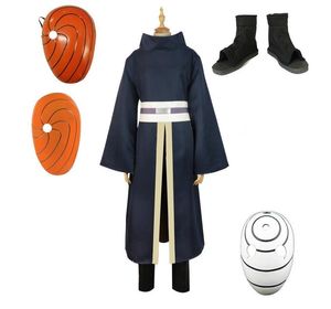 Costumi cosplay Naruto di alta qualità Uchiha Obito Cosplay maniche lunghe mantello nero e maschera