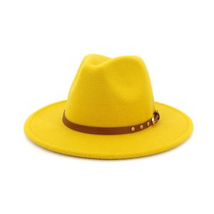 Geniş Brim Fedora Cap Yün Keçe Caz Örgün Parti Trilby Sombrero MNDJS186 Kemer Toka Kadınlar Erkekler Kat Karşılığı Kış Kış Retro Panama Şapka