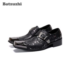 Batzuzhi Zapatos Hombre Scarpe eleganti da uomo in pelle Punta in metallo vintage Designer Chaussure Homme Scarpe da festa formali maschili di lusso