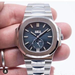 2020 Nowy styl automatyczny ruch 15711 Blue Dial Men Watch Stainrless Band Male Clock Montre Homme237e316h