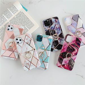 For Iphone 12 Diamond Ring Stand Marble Soft TPU Phone Case Back Cover For iPhone 11 Pro Max 11XS MAX XR X 6 7 8 PLUS