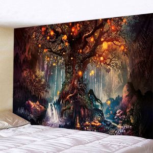 D Print Tapestry Vägg Hängande Psychedelic Dekorativ Vägg Matta Botten Bohemian Hippie Heminredning Soffa Kasta 200x150cm