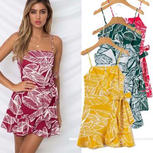 Letni Pasek Drukuj Kwiatowy Mini Boho Bohemian Beach Dress Kobiety Sundress Sexy Casual Vintage Damskie Dress Multi Designs