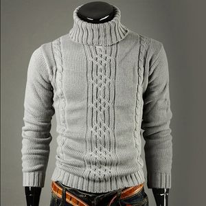 New fashion brand Slim Men's Knit Lapel Long Sleeve Turtleneck Turtleneck Solid Color Regular Sweater for Men Winter High Neck SH190930