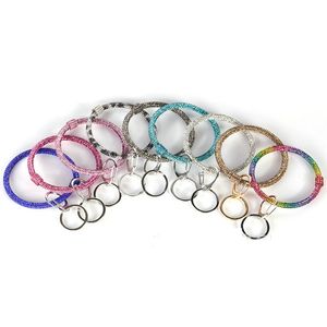 Fashion Colorful Silicone Artificial Diamond Jewelry Bracelet Keychain for Girl Woman Sports Wrist Key Ring Large O Keyring