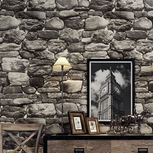 Vintage Wallpaper Tuğla Vinil Duvar Kağıdı Rulo Bar Restaurant Coffee Shop Oturma odası Backdrop Rustik 3D Taş Duvar Kağıtları