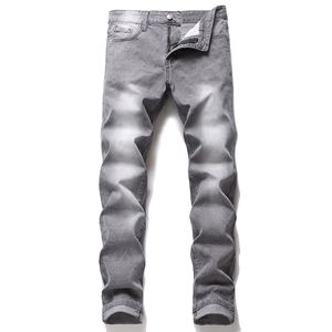 estate nuovi jeans da uomo slim stretch grigio business casual stile classico moda pantaloni in denim pantaloni da uomo in denim dritti larghi